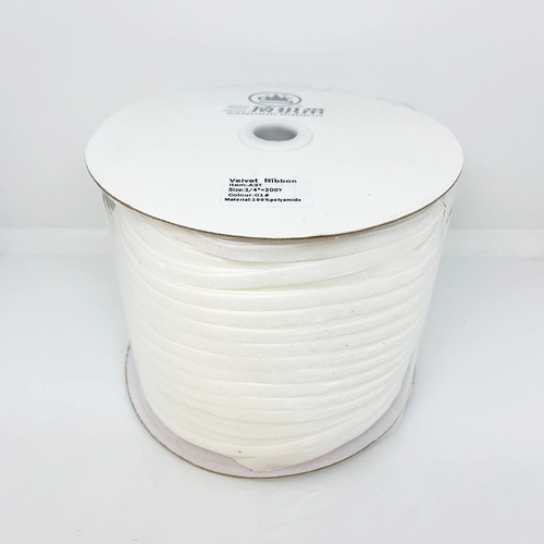 Velvet Ribbon 6mm/ROLL (01) White