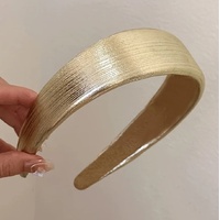 Headband/Faux Leather - Style 3 [Colour: Gold]