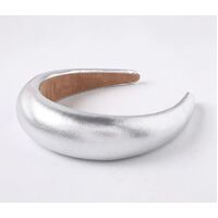 Headband/Faux Leather - Style 1 [Colour: Silver]