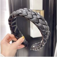 Headband/Faux Leather - Style 2 [Colour: Black]