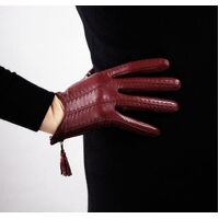Gloves/Leather/Style 7 - Burgundy [Size: Small (17cm)]