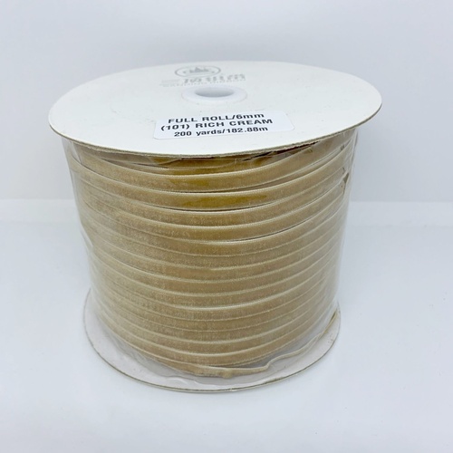 Velvet Ribbon 6mm/ROLL (101) Rich Cream