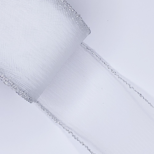 3" Plain Crinoline - White w/Silver Edge