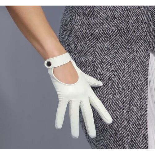 Gloves/Leather/Style 9 - White/Medium