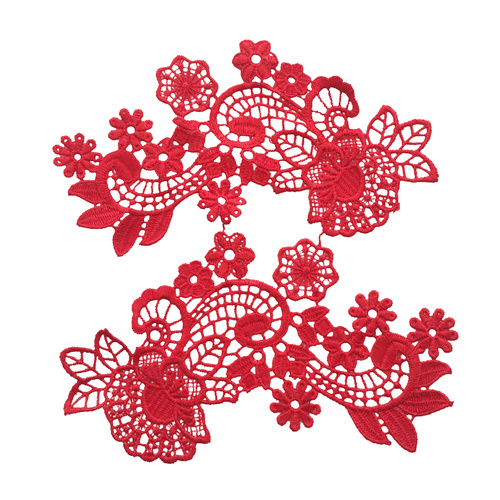 Guipure Lace Motif 19 - Red