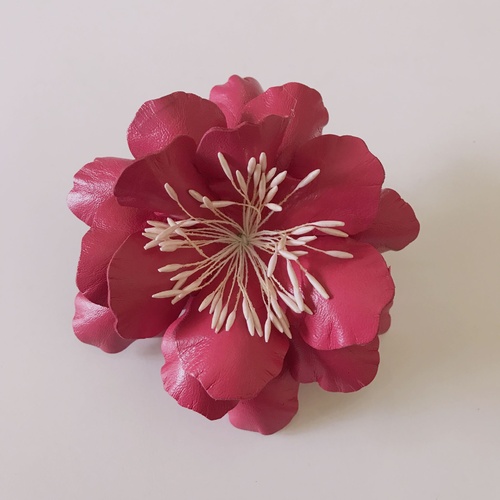Flower/Leather (1) - Hot Pink