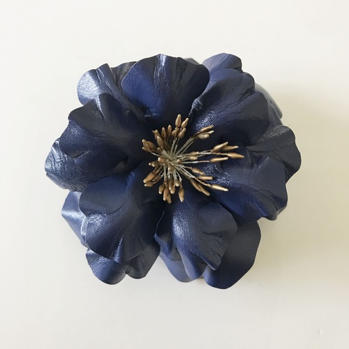 Flower/Leather (1) - Navy