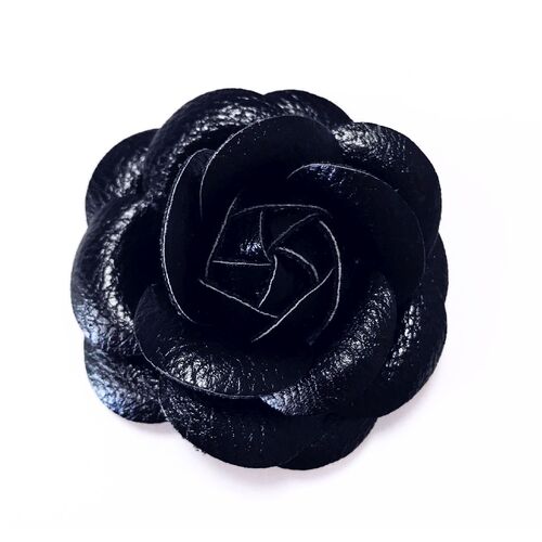 Faux Leather Rose - Black