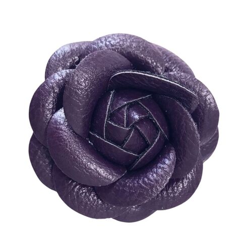 Faux Leather Rose - Grape
