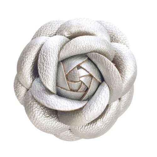 Faux Leather Rose - Silver
