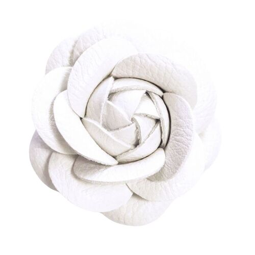 Faux Leather Rose - White