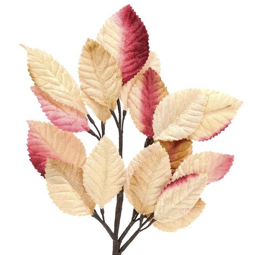 Velvet Leaf Stem - Cream Burgundy