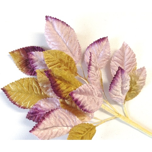 Velvet Leaf Stem - Gold Pink