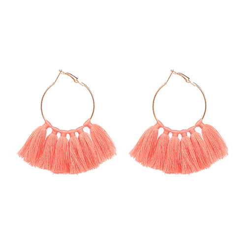 Earring/Hoop Tassel - Coral