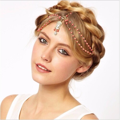 SPECIAL/Beaded head chain - Red