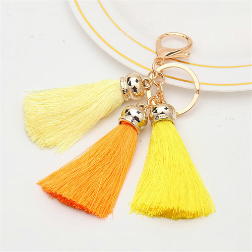 Key Chain/3 Tassels - Yellow/Orange