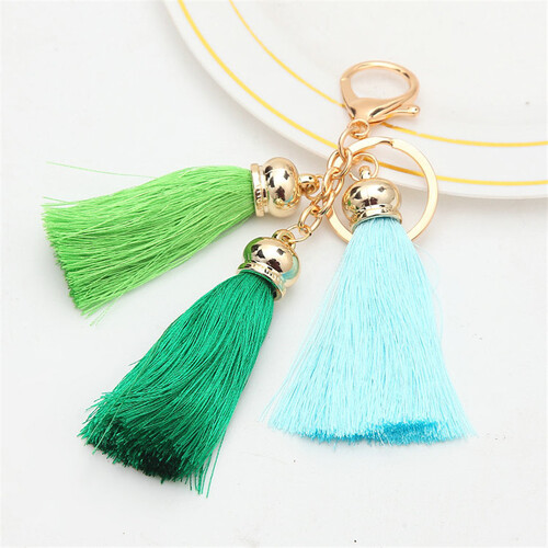 Key Chain/3 Tassels - Greens/Aqua