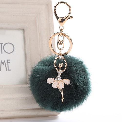 Key Chain/Pom Pom - Pine Green