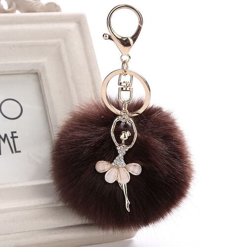 Key Chain/Pom Pom - Brown