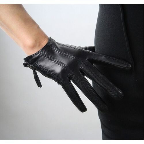 Gloves/Leather/Style 7 - Black [Size: Large (19cm)]