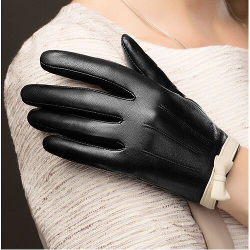 Gloves/Leather/Style 8 - Black/Off White