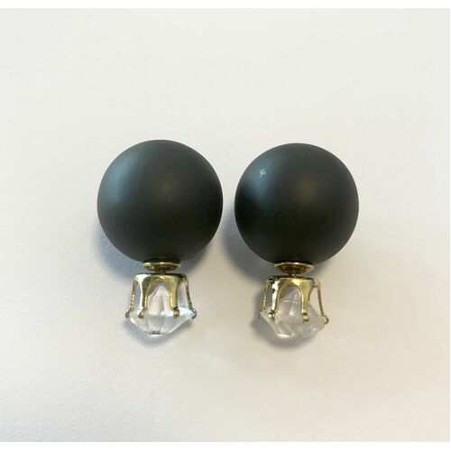 Earring/Double Bubble - Diamante/Black