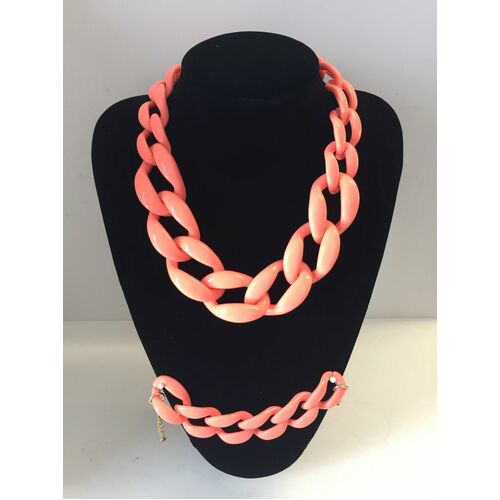 Necklace/Bracelet - Chunky Chain  - Coral