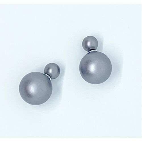 Earring/Double Bubble - Frosted Silver
