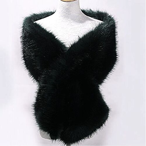 Faux Fur Stole - Black