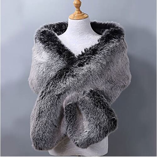 Faux Fur Stole - Dark Grey