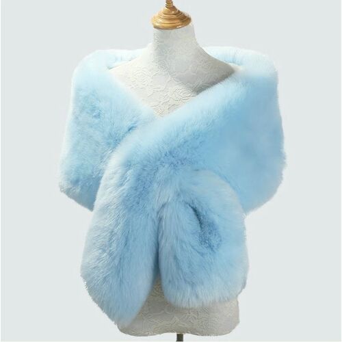 Faux Fur Stole - Blue