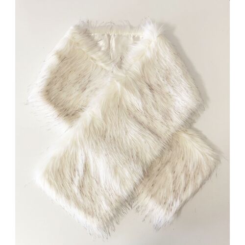 Faux Fur Stole - Off White/Brown