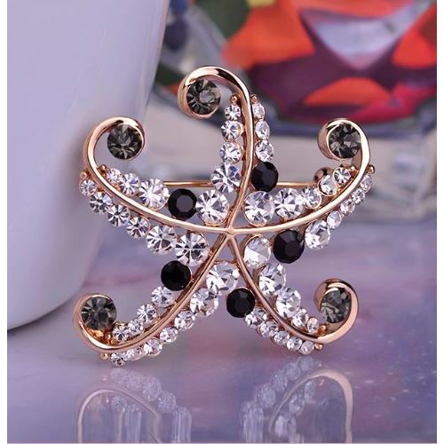 Brooch/Starfish - Black/White
