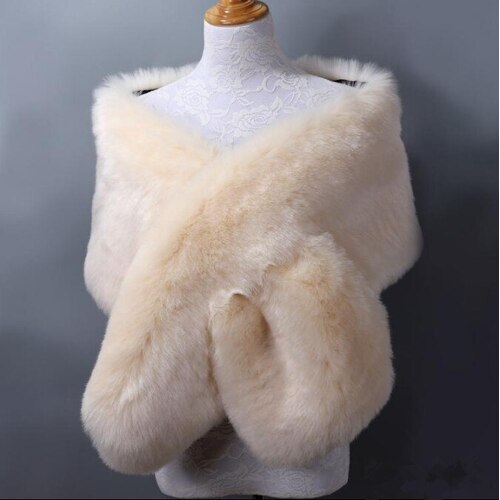 Faux Fur Stole - Ivory Dark