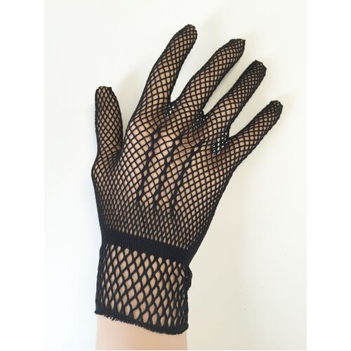 Crochet/Fishnet Gloves - Black