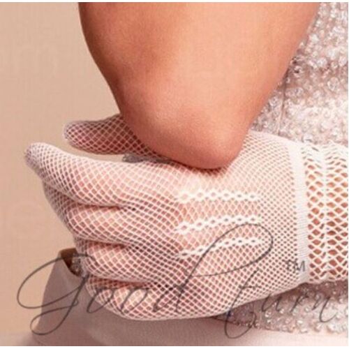 Crochet/Fishnet Gloves - White