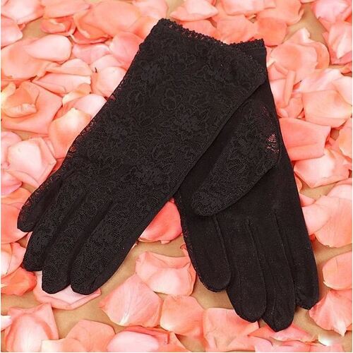 Lace/Silk Gloves - Black