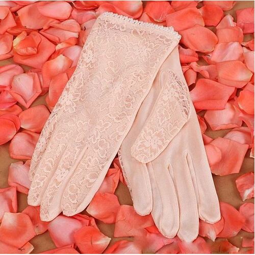 Lace/Silk Gloves - Blush