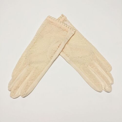 Lace/Silk Gloves - Cream