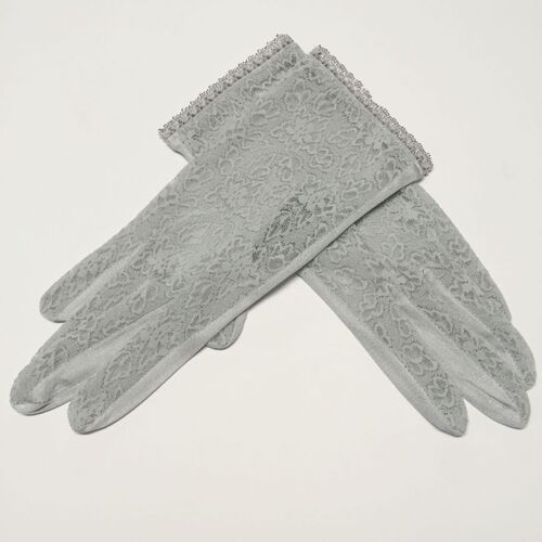Lace/Silk Gloves - Grey