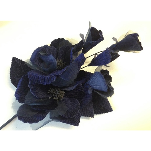 Velvet Flower Stem - Navy
